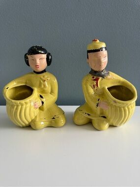 Shawnee Pottery 1940’s-1950’s Vintage Asian Couple Planters